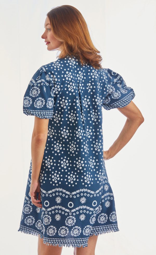 Beaufort Dress Puff Sleeve Ikat Print on Sale