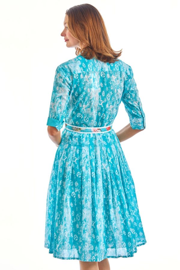 Mrs Maisel Dress - Turquoise White Letters Natural Online Hot Sale