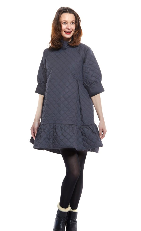 St. Tropez Softly Quilted Black Poplin Dress For Discount