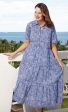 Palm Desert Long Dress - Navy White Criss Cross Little Boxes Cotton Voile Discount