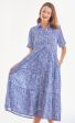 Palm Desert Long Dress - Navy White Criss Cross Little Boxes Cotton Voile Discount