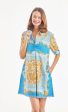 Chatham Dress - Blue Gold Scroll Print Cheap