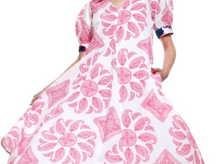 Montauk Dress - Pink White Paisley Discount