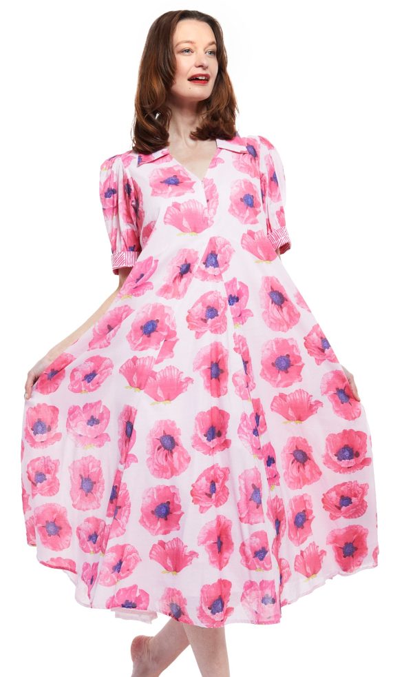 Montauk Dress - Pink With Poppy For Sale