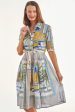 Mrs Maisel Dress - Wheel Print Navy Grey For Discount