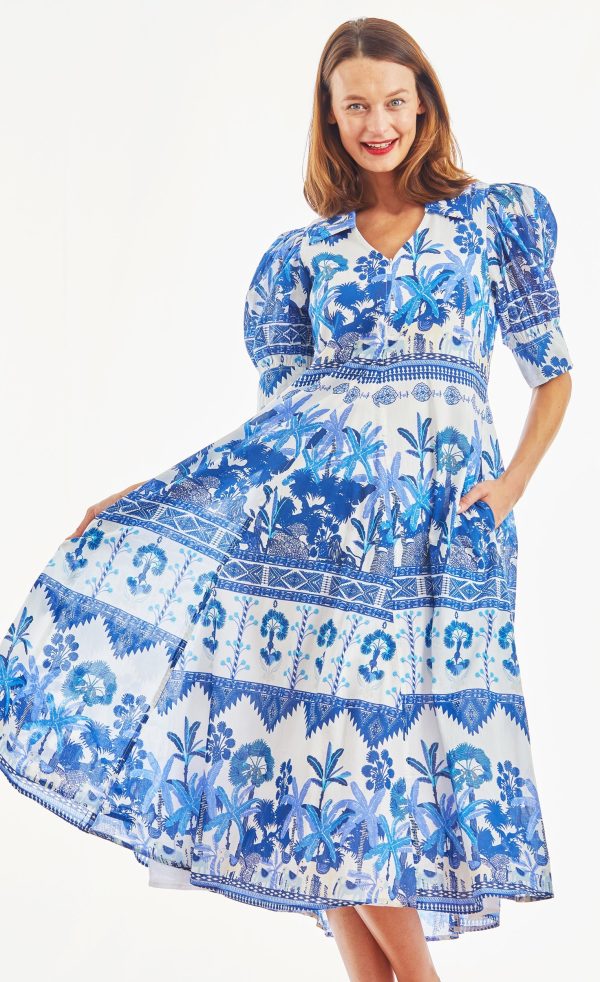 Montauk Dress - Ikat Print Blues Online Sale