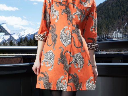 Sag Harbor Dress - Rust Ground With Big Cats Cheap