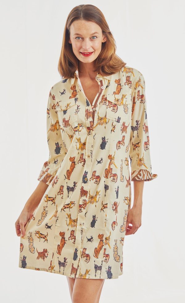 Sag Harbor Dress - Doggies And Kitties Sipping Cocktails Online now