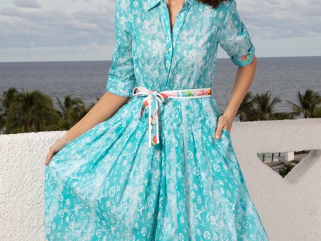 Mrs Maisel Dress - Turquoise White Letters Natural Online Hot Sale