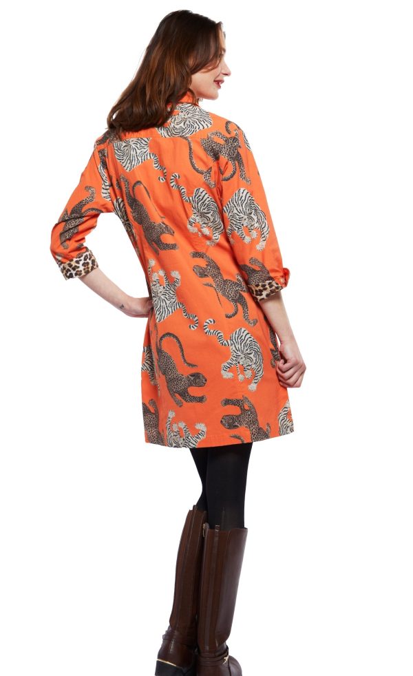 Sag Harbor Dress - Rust Ground With Big Cats Cheap