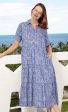 Palm Desert Long Dress - Navy White Criss Cross Little Boxes Cotton Voile Discount