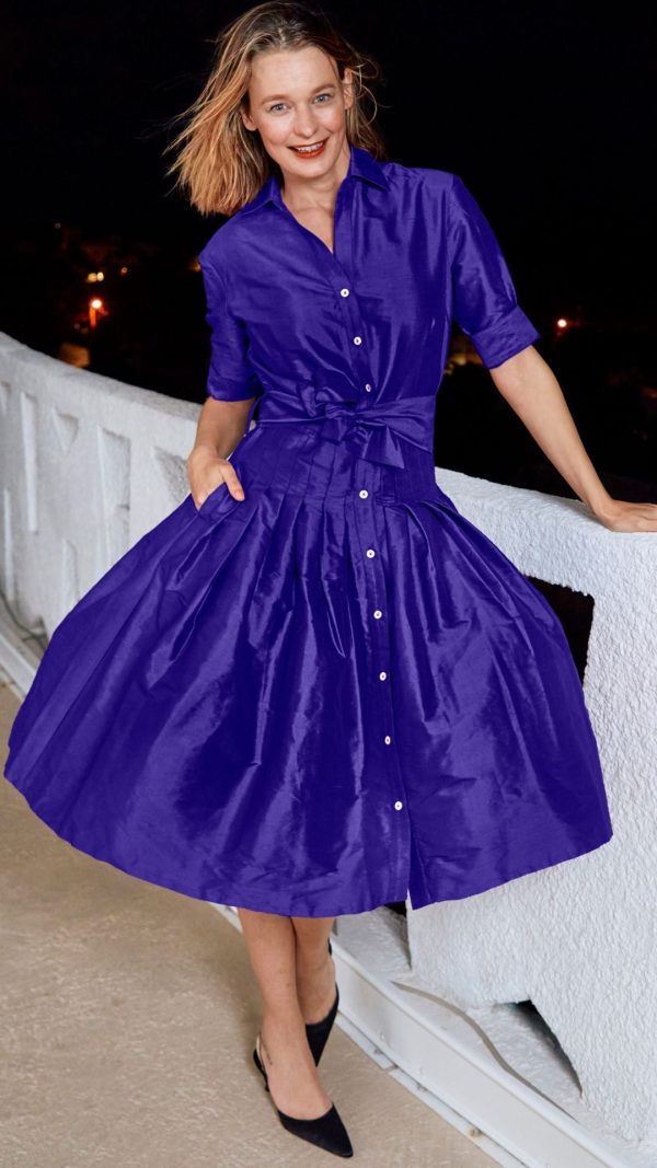 Mrs Maisel Silk Dress - Purple Online Sale