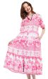 Palm Desert Long Dress - Pink with Ikat Print Cheap