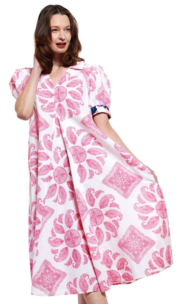 Montauk Dress - Pink White Paisley Discount