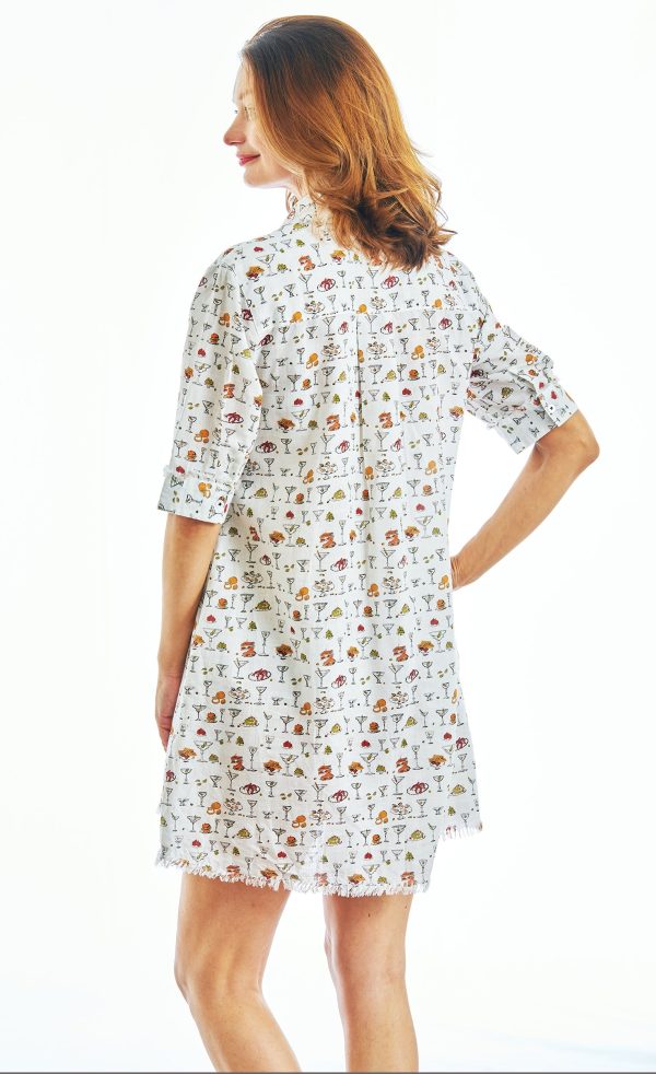 Chatham Dress - Whimsical Martinis And Snacks Print Online Sale