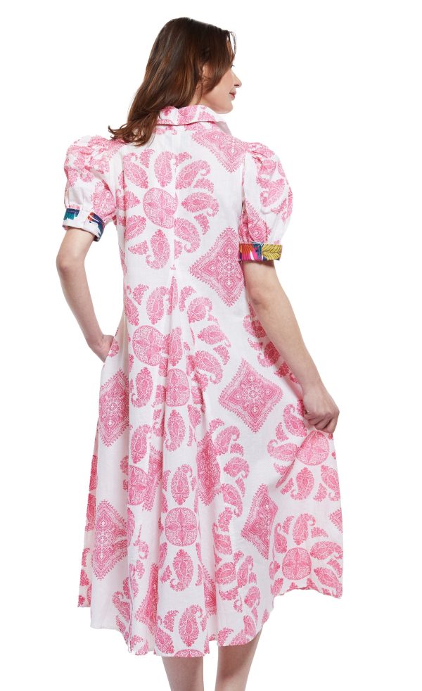 Montauk Dress - Pink White Paisley Discount