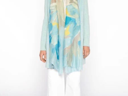 Kiwi Blooms Print Scarf - Surf For Discount