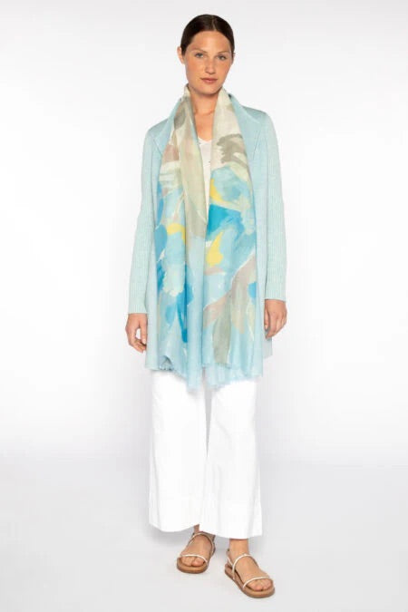 Kiwi Blooms Print Scarf - Surf For Discount