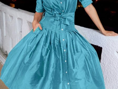 Mrs Maisel Silk Dress - Turquoise Online Sale